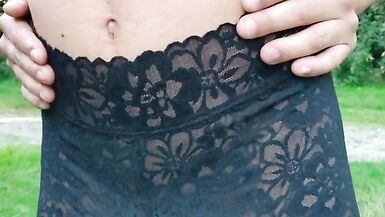 Sissy Black lingerie outdoor - 4 image