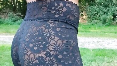 Sissy Black lingerie outdoor - 8 image