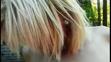 Outdoor anal for this good looking blonde tgirl cocksucker - 1 image