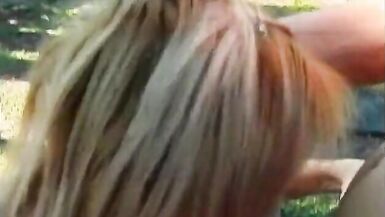 Outdoor anal for this good looking blonde tgirl cocksucker - 2 image
