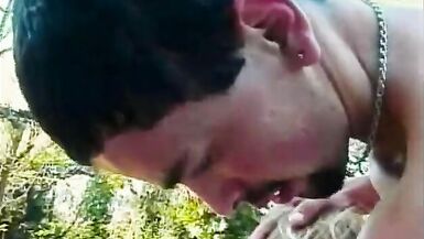 Outdoor anal for this good looking blonde tgirl cocksucker - 7 image