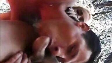 Sexy blonde tranny gives head then gets fucked in the park - 7 image