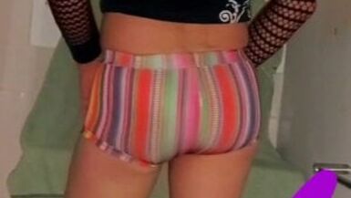 Raindow shorts stroking to cum - 1 image