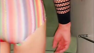 Raindow shorts stroking to cum - 7 image