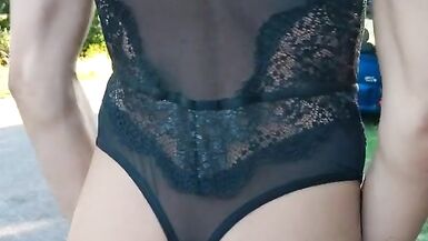Sissy bodysuit Outdoor