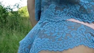 Femboy outdoor in Lingerie