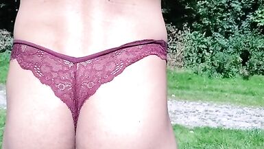 Sissy in Purple lingerie exposing - 8 image