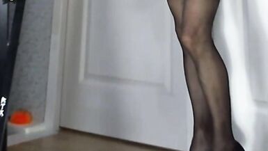 Hot Crossdresser Red Dress High Heels Stockings Masturabation - 14 image