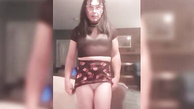 Tranny taking off her panties. - 2 image