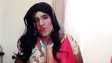 Priya sissy in sexy pink saree play with dildo hot fucking - 5 image