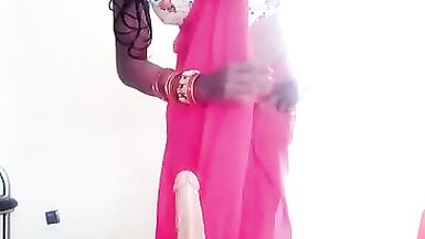 Priya sissy in sexy pink saree play with dildo hot fucking - 9 image