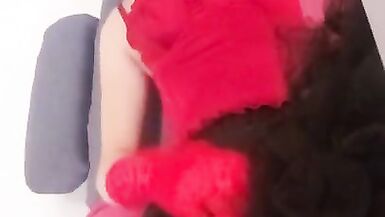 Leatransteen wearing red corsagge and Cum in Mouth - 4 image