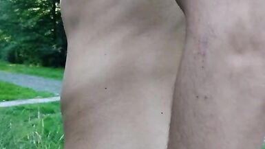 Crossdresser in sexy blue Lingerie outdoor - 15 image