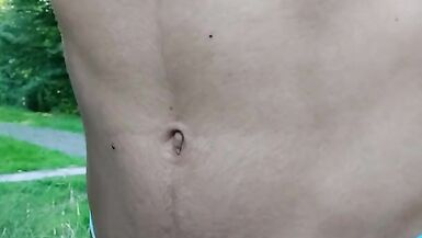 Crossdresser in sexy blue Lingerie outdoor - 7 image