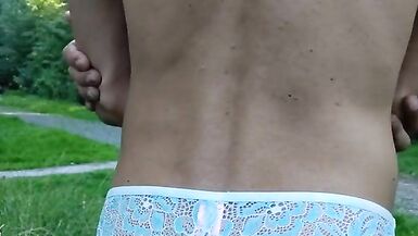 Sissy big Cock showing in Public park - 14 image