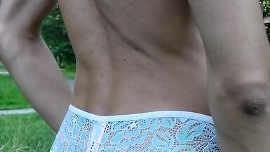 Sissy big Cock showing in Public park - 8 image