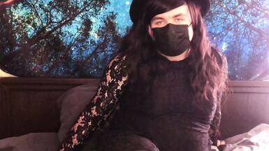 Trans Girl In Crotchless Pantyhose - 1 image