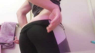 Fat Ass Sissy in Yoga Pants Shows Off