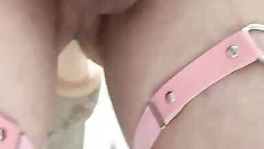 Caged sissy anal fuck