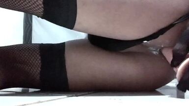 Slut Femboy Rides a Big Creamy Dildo (No Sound Video) - 1 image