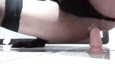 Slut Femboy Rides a Big Creamy Dildo (No Sound Video) - 13 image