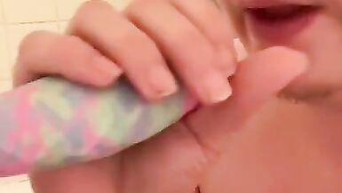 Sucking my toy in the tub - 5 image