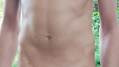 Crossdresser blue lingerie outdoor - 11 image