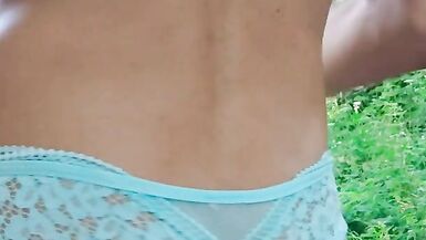 Crossdresser blue lingerie outdoor - 12 image