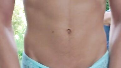 Crossdresser blue lingerie outdoor - 14 image