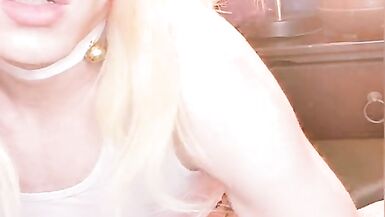 Cute CD Femboy Has Hands-Free Sissygasm & Taste it After Riding Large DIldo - 10 image