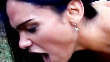 Curvy inexperienced shemale gets her cock deep throated and ass fuck