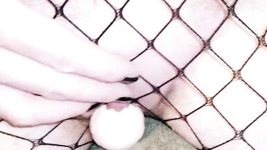 FTM Tease In Fishnets  and Big Boots  Cums and Moans - 13 image