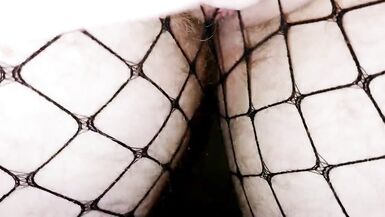 FTM Tease In Fishnets  and Big Boots  Cums and Moans - 8 image