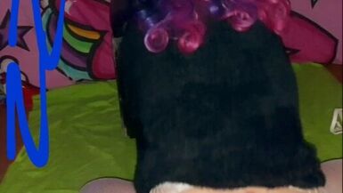 Destroyed my white pantyhose to ride my 12 inch monster - 1 image