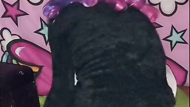 Destroyed my white pantyhose to ride my 12 inch monster - 5 image