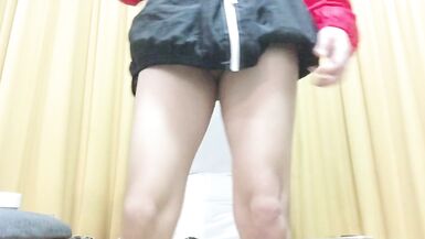 asian shemale masturbate her cock inside her jacket webcam