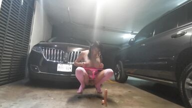 Sissy slut anal masturbing in the garage - 10 image