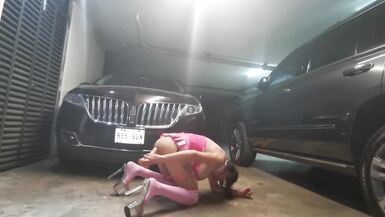 Sissy slut anal masturbing in the garage - 9 image