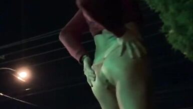 Wild Risky Public Anal Dildo Sexy Sissy Exhibitionist in a parking by very busy road - 4 image