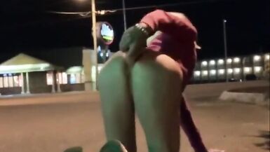 Wild Risky Public Anal Dildo Sexy Sissy Exhibitionist in a parking by very busy road - 8 image