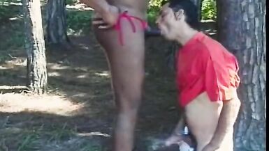 Tall black shemale is fond of getting drilled for vegemite - 5 image