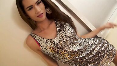 skinny ladyboy is fucked bareback by big cock