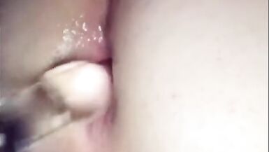 TS girl fucks herself with glass dildo - 5 image