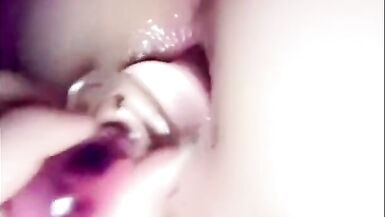 TS girl fucks herself with glass dildo - 7 image