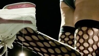 Sexy Ass Tight Jean Shorts and Fishnets on public display Hot Sissy Ts - 10 image