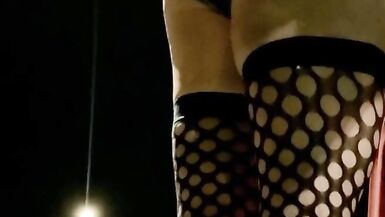 Sexy Ass Tight Jean Shorts and Fishnets on public display Hot Sissy Ts - 3 image