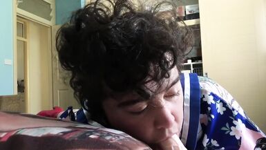 SUCKING MY BOYFRIENDS COCK ON MY TRANSPHOBIC MOMS BED - 11 image