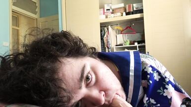 SUCKING MY BOYFRIENDS COCK ON MY TRANSPHOBIC MOMS BED - 12 image