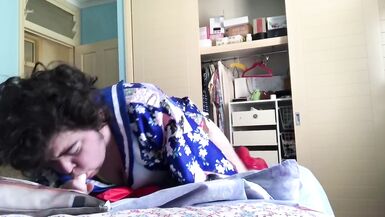 SUCKING MY BOYFRIENDS COCK ON MY TRANSPHOBIC MOMS BED - 2 image