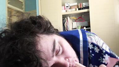 SUCKING MY BOYFRIENDS COCK ON MY TRANSPHOBIC MOMS BED - 6 image